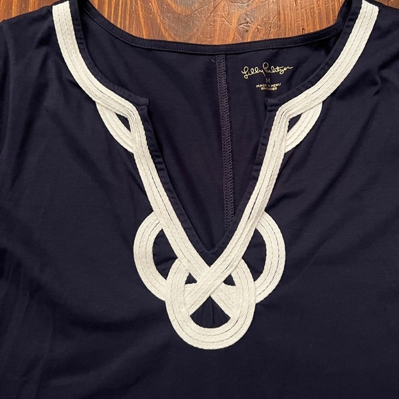 LILY PULITIZER Brewster T-Shirt Navy Dress Summer Beach - Picture 4 of 7